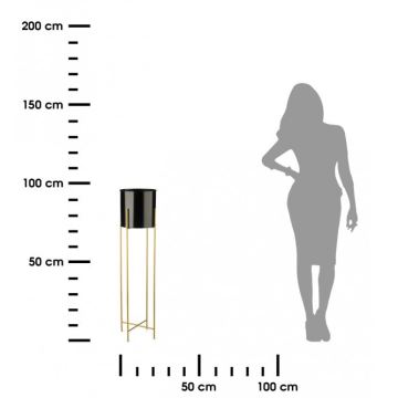 Metalna posuda za cvijeće OSLO 95x17 cm crna/zlatna