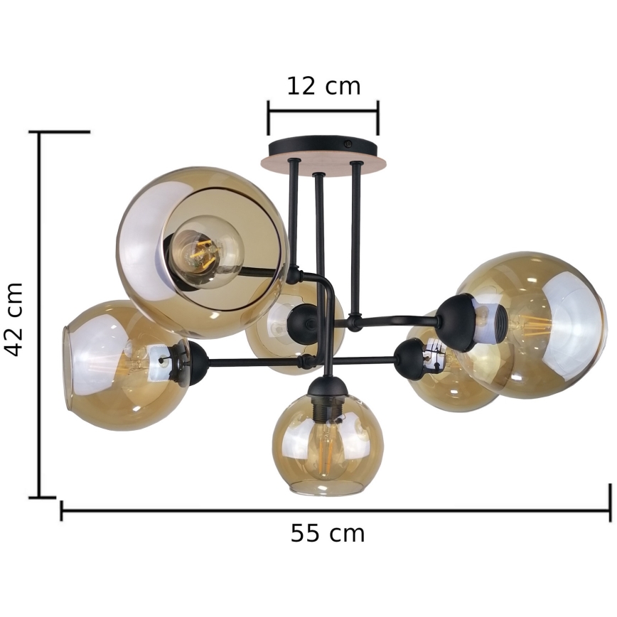 Nadgradni luster MONDE WOOD 6xE27/60W/230V