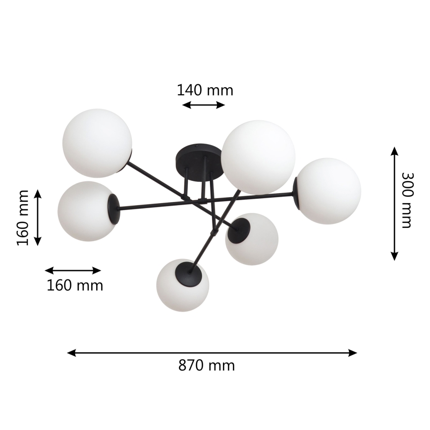 Nadgradni luster MOON 6xE27/15W/230V crna