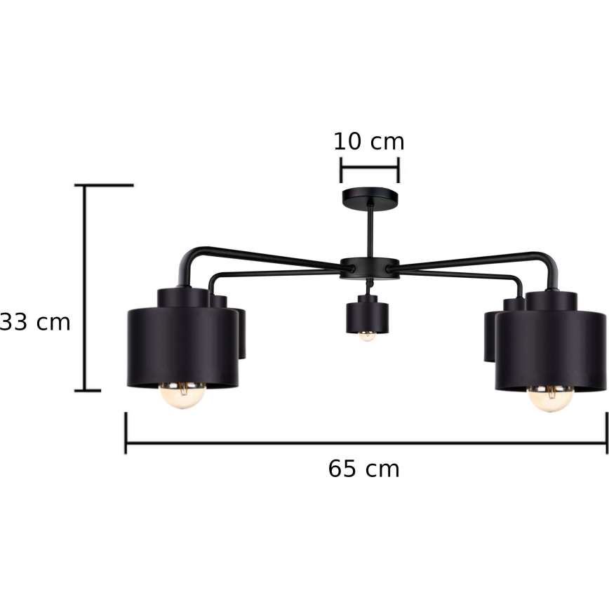 Nadgradni luster SIMPLY BLACK 5xE27/60W/230V