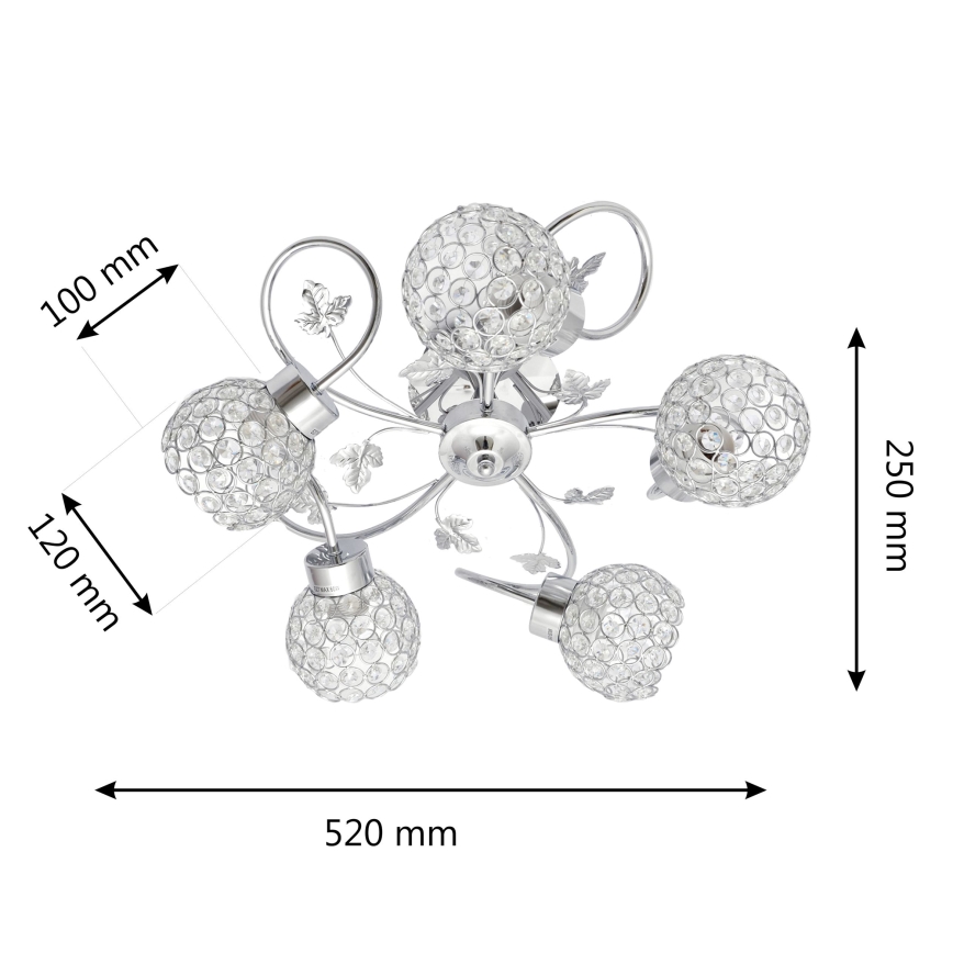 Nadgradni luster SOPHIA 5xE27/15W/230V sjajni krom/prozirna