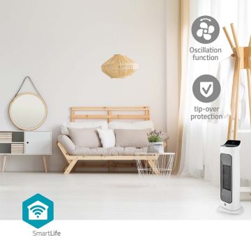 Ventilator s s keramičkim grijačem Smartlife 1400/2000W/230V Wi-Fi Tuya + daljinski upravljač