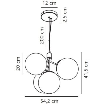 Nordlux - Luster na sajli IVONA 4xE27/28W/230V crna