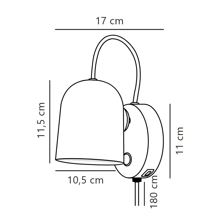 Nordlux - Zidna reflektorska svjetiljka s USB portem ANGLE 1xGU10/25W/230V bijela