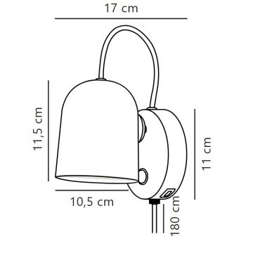 Nordlux - Zidna reflektorska svjetiljka s USB portom ANGLE 1xGU10/25W/230V crna