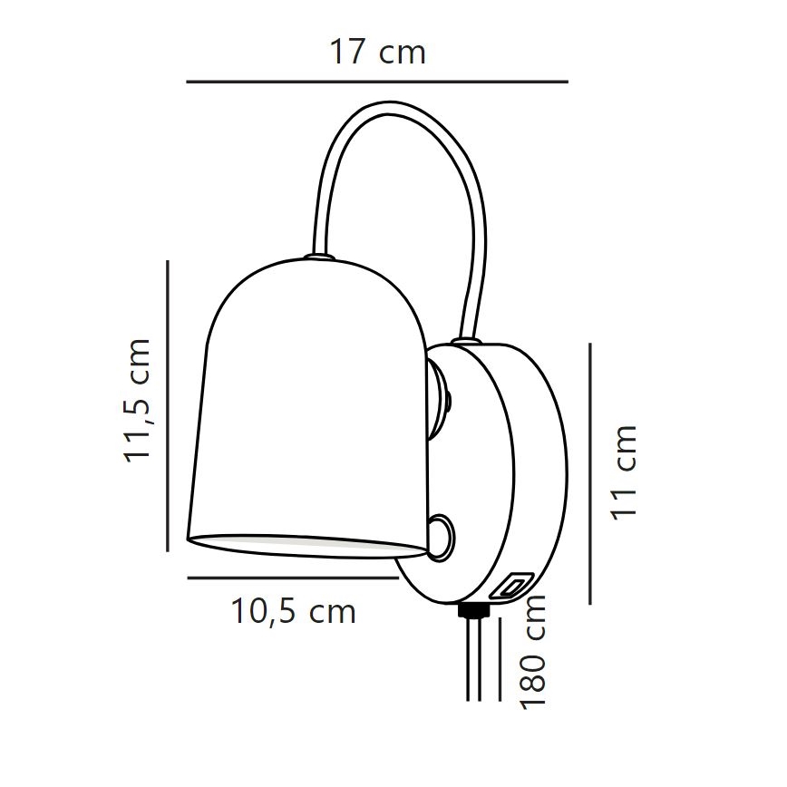 Nordlux - Zidna reflektorska svjetiljka s USB portom ANGLE 1xGU10/25W/230V crna