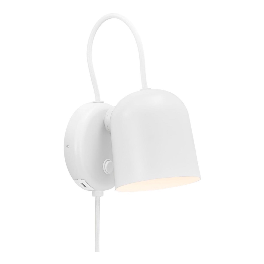 Nordlux - Zidna reflektorska svjetiljka s USB portem ANGLE 1xGU10/25W/230V bijela