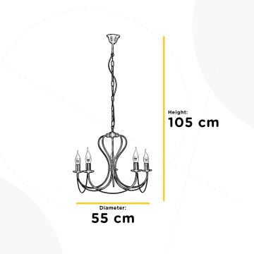 ONLI - Luster na lancu CANDELA 5xE14/6W/230V bijela