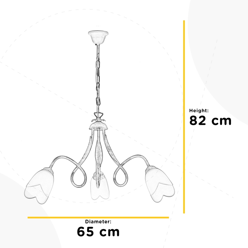 ONLI - Luster na lancu DOPPIO GIRO 3xE14/6W/230V brončana