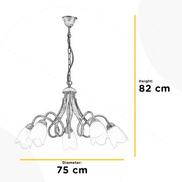 ONLI - Luster na lancu DOPPIO GIRO 5xE14/6W/230V zlatna