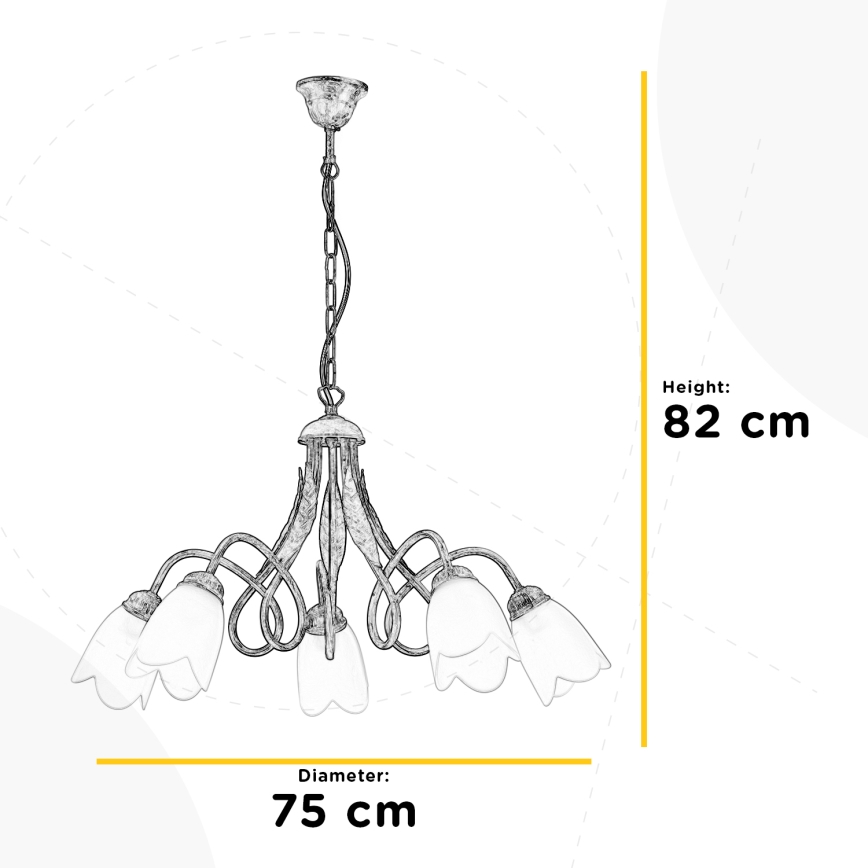 ONLI - Luster na lancu DOPPIO GIRO 5xE14/6W/230V zlatna