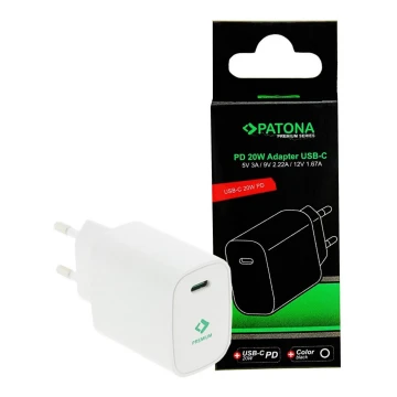 PATONA - Adapter za punjenje USB-C Power delivery 20W/230V bijela
