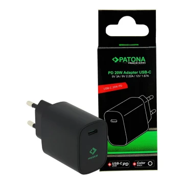 PATONA - Adapter za punjenje USB-C Power delivery 20W/230V crna