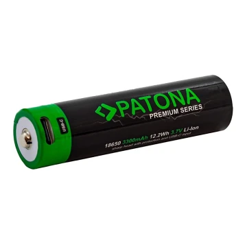 PATONA - Baterija 18650 Li-lon 3350mAh PREMIUM 3,7V s USB-C punjenjem