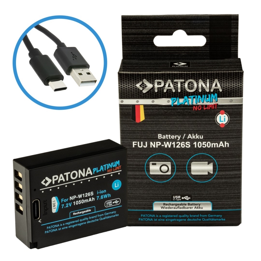 PATONA - Baterija Fuji NP-W126S 1050mAh Li-Ion Platinum USB-C punjenje