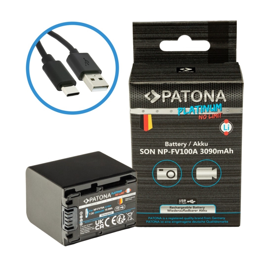 PATONA - Baterija Sony NP-FV100 3090mAh Li-Ion Platinum USB-C punjenje