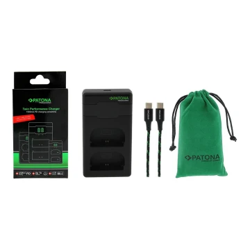 PATONA - Brzi punjač Dual Canon LP-E6 + kabel USB-C 0,6m