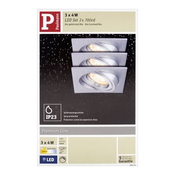 Paulmann 92619 - SET 3x LED Ugradna svjetiljka PREMIUM LINE 1xGU10-LED/4W/230V