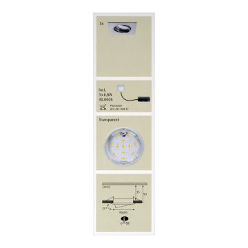 Paulmann 92773 - SET LED/6,8W Ugradbena svjetiljka za kupaonicu COIN 230V