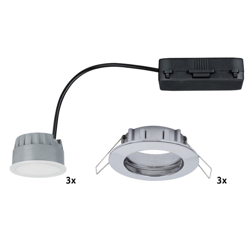 Paulmann 92829 - SET 3x LED/6,8W IP44 Prigušiva ugradbena svjetiljka za kupaonicu COIN 230V