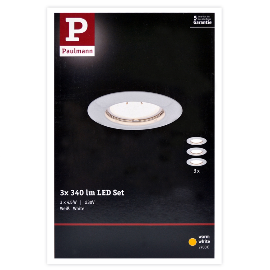 Paulmann 93655 - SET 3xLED-GU10/4,5W Ugradbena svjetiljka 230V