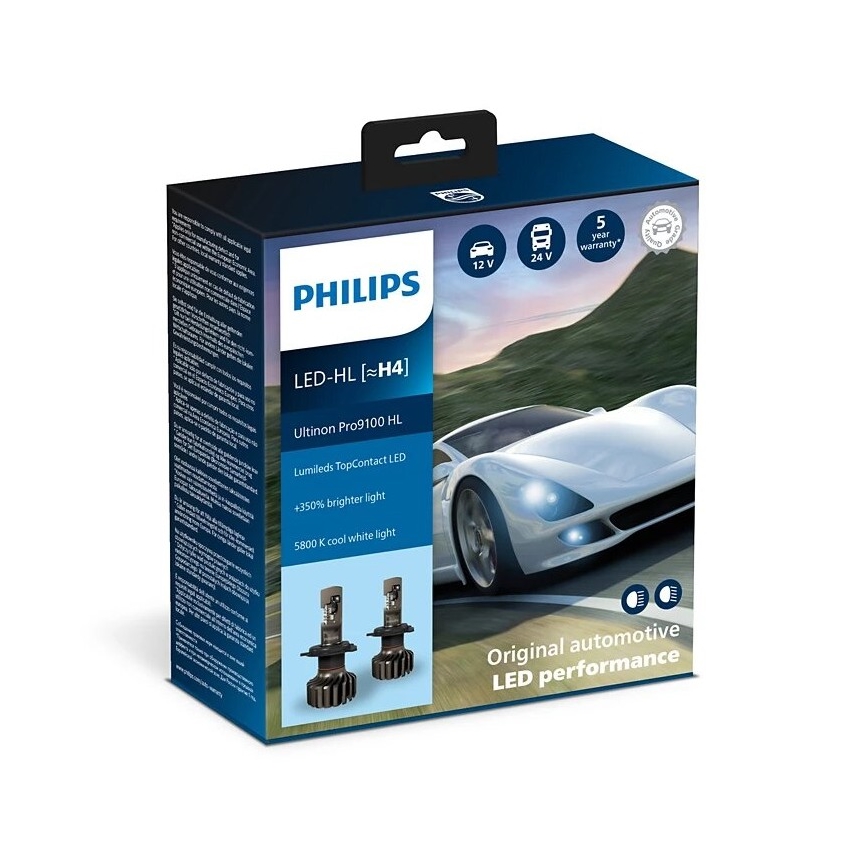 Philips 11342U91X2 -SET 2x LED Auto žarulja Ultinon 9100 H4 P43t-38/13,2W/12/24V 5800K