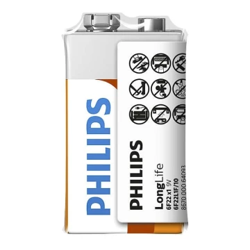 Philips 6F22L1F/10 - Cink-klorid baterija 6F22 LONGLIFE 9V 150mAh