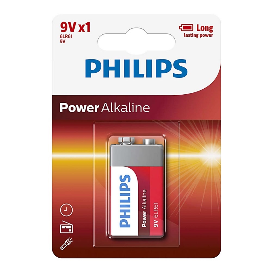 Philips 6LR61P1B/10 - Alkalna baterija 6LR61 POWER ALKALINE 9V 600mAh