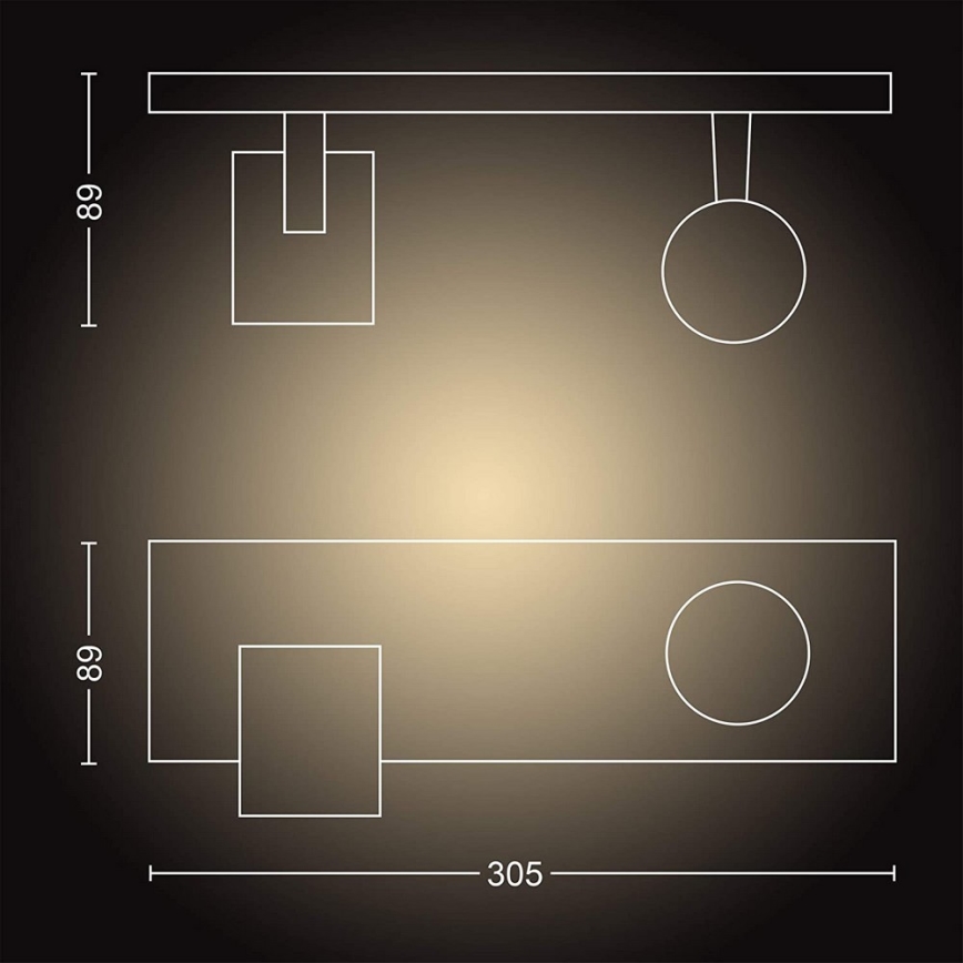 Philips - LED Prigušiva reflektorska svjetiljka Hue RUNNER 2xGU10/4,2W/230V 2200-6500K + daljinski upravljač bijela