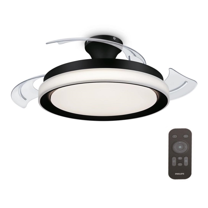 Philips-LED Stropna svjetiljka s ventilatorom BLISS LED/35W/230V 5500/4000/2700K crna + daljinski upravljač