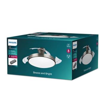 Philips-LED Stropna svjetiljka s ventilatorom BLISS LED/35W/230V 5500/4000/2700K nikal + daljinski upravljač