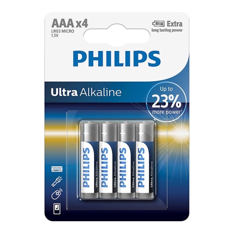 Philips LR03E4B/10 - 4 kmd Alkalna baterija AAA ULTRA ALKALINE 1,5V 1250mAh