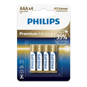 Philips LR03M4B/10 - 4 kmd Alkalna baterija AAA PREMIUM ALKALINE 1,5V 1320mAh