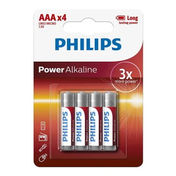 Philips LR03P4B/10 - 4 kmd Alkalna baterija AAA POWER ALKALINE 1,5V 1150mAh