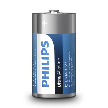 Philips LR14E2B/10 - 2 kom Alkalna baterija C ULTRA ALKALINE 1,5V 7500mAh