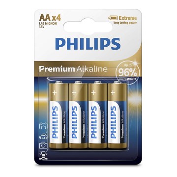 Philips LR6M4B/10 - 4 kom Alkalna baterija AA PREMIUM ALKALINE 1,5V 3200mAh