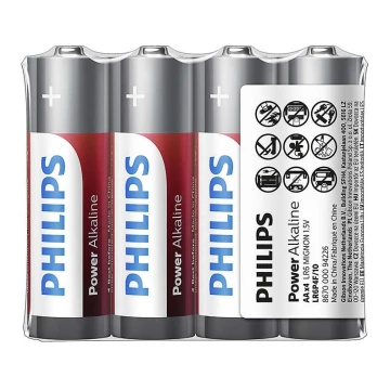 Philips LR6P4F/10 - 4 kmd Alkalna baterija AA POWER ALKALINE 1,5V 2600mAh