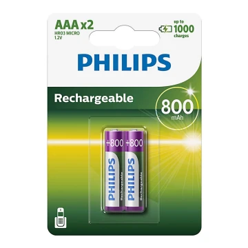 Philips R03B2A80/10 - 2 kom Punjiva baterija AAA MULTILIFE NiMH/1,2V/800 mAh