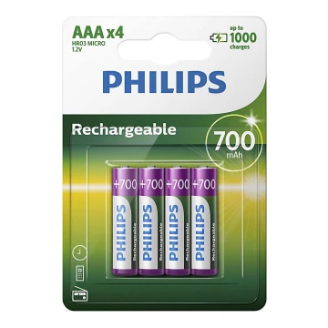 Philips R03B4A70/10 - 4 kom Punjiva baterija AAA MULTILIFE NiMH/1,2V/700 mAh
