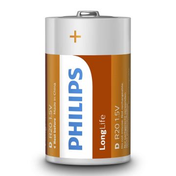 Philips R20L2B/10 - 2 kmd Cink-klorid baterija D LONGLIFE 1,5V 5000mAh