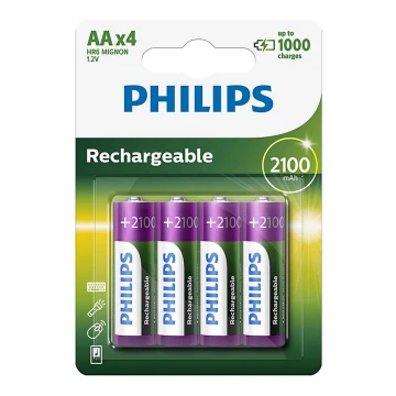 Philips R6B4A210/10 - 4 kmd Punjiva baterija AA MULTILIFE NiMH/1,2V/2100 mAh