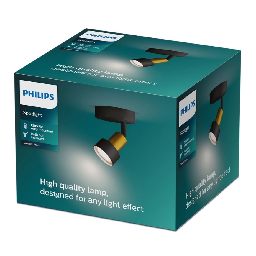 Philips - Reflektorska svjetiljka CONDUIT 1xGU10/5W/230V crna/mesing