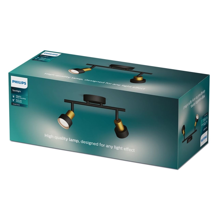 Philips - Reflektorska svjetiljka CONDUIT 2xGU10/5W/230V crna/mesing