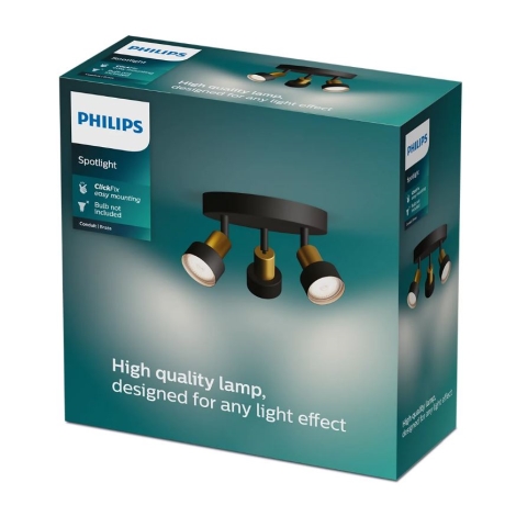 Philips - Reflektorska svjetiljka CONDUIT 3xGU10/5W/230V crna/mesing