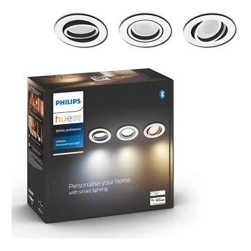 Philips - SET 3x LED Prigušiva ugradbena svjetiljka Hue MILLISKIN 1xGU10/5,7W/230V 2200-6500K