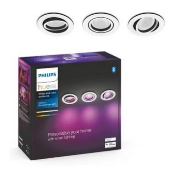 Philips - SET 3x LED RGB Prigušiva ugradbena svjetiljka Hue CENTURA 1xGU10/5,7W/230V 2000-6500K