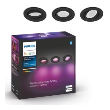 Philips - SET 3x LED RGB Prigušiva ugradbena svjetiljka Hue CENTURA 1xGU10/5,7W/230V 2000-6500K