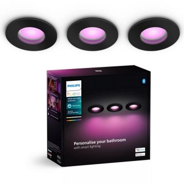 Philips - SET 3x LED RGBW Prigušiva ugradbena svjetiljka za kupaonicu Hue XAMENTO 1xGU10/4,2W/230V 2000-6500K IP44