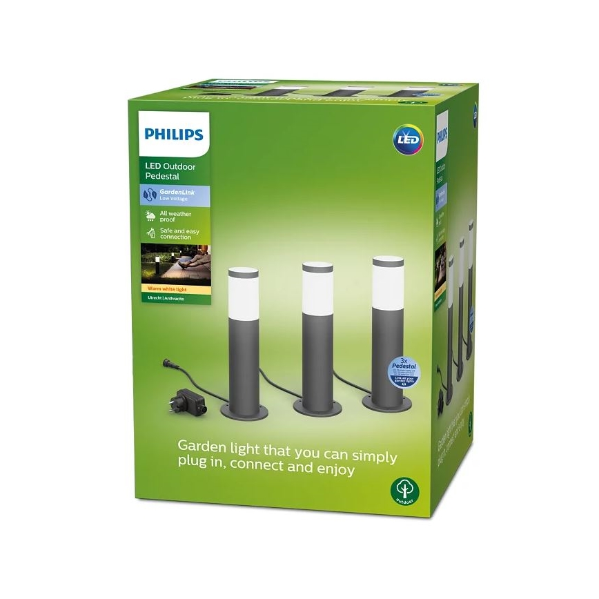 Philips - SET 3x LED Vanjska lampa GARDENLINK LED/24W/230V 2700K IP44