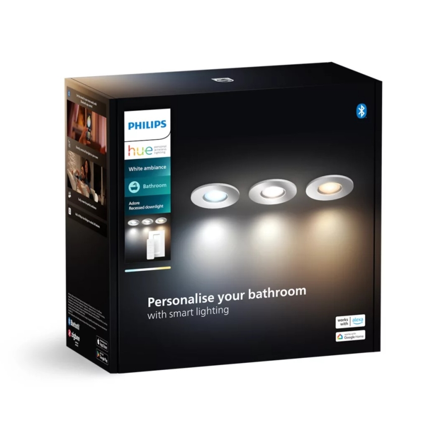 Philips - SET 3x LED Prigušiva ugradbena svjetiljka za kupaonicu Hue ADORE BATHROOM 1xGU10/4,2W/230V 2200-6500K IP44